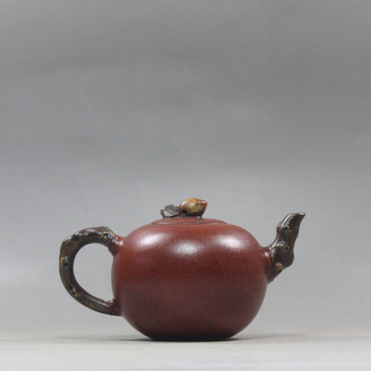 4.9”China Yixing Zisha Pottery Plain Cement Purple Clay Handmade 180ML Teapot