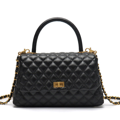 20/26/28 Quilted Real Leather Flap Purse Tote Shoulder Bag Handbag w/ Chains