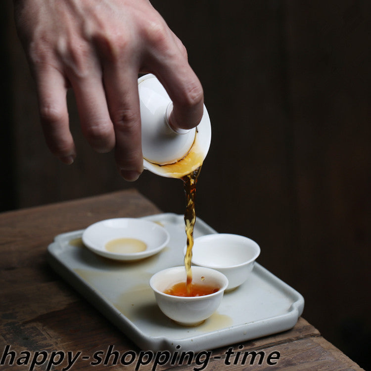 White Gaiwan Small Kungfu Tureen Porcelain Covered Bowl Cup Saucer Tea Plate New