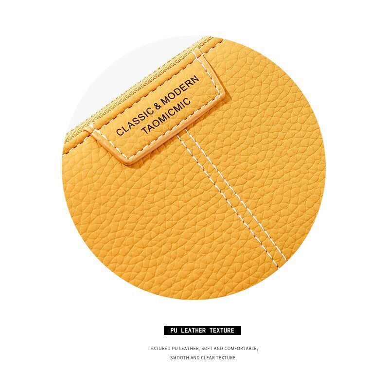 Yellow Wallet Soft Leather Purse Card Coin Holder Small Bag Zipper Keychain Tool