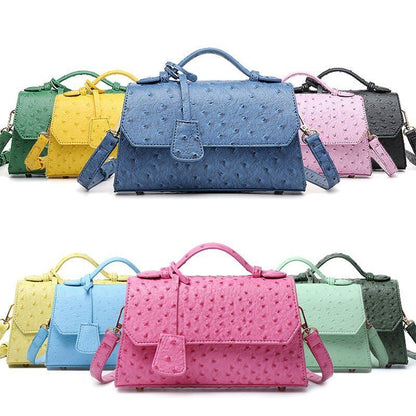 Customized Ostrich Leather Bag Shoulder Bag Pink Crossbody Purse Polyester Pouch