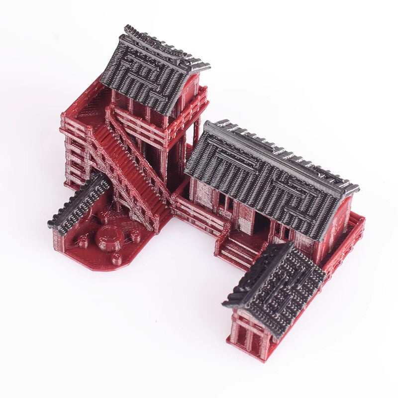 Chinese Ancient Building Tea House Model Scene Plastic Aquarium Bonsai Toys