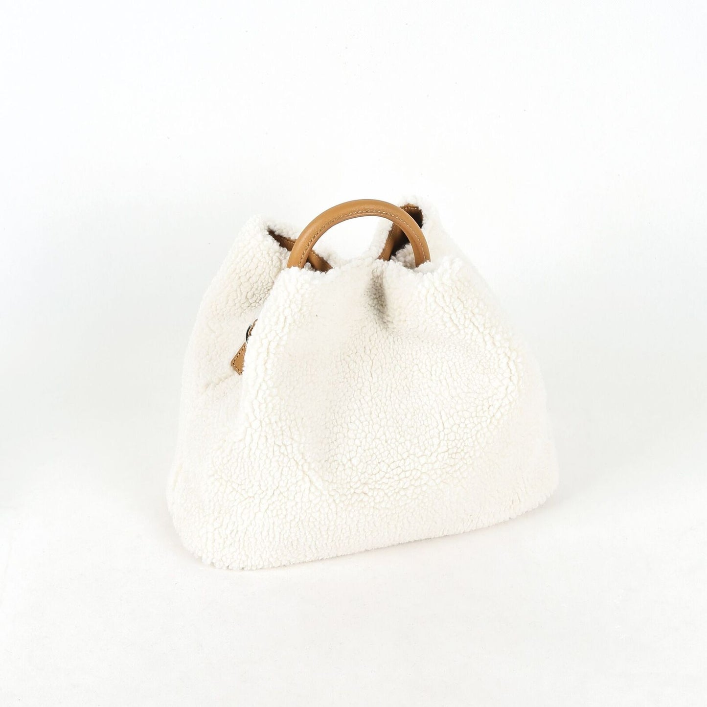 Genuine Leather Bag Lamb Wool Commuter Bag Real Leather Purse Bucket Bags Hasp