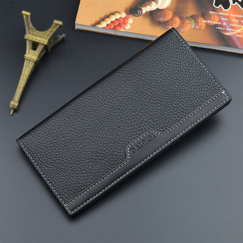 Men's Bifold Leather Wallet Long Zip Clutch Purse Credit Card Holder Handbag