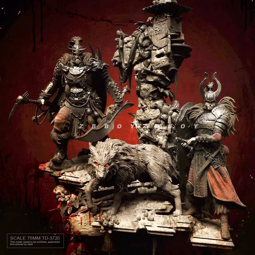 76mm resin figures model 1/24 Fantasy Wolf General unassembled Unpainted