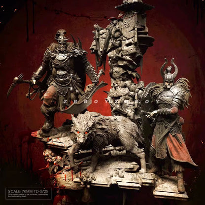 76mm resin figures model 1/24 Fantasy Wolf General unassembled Unpainted