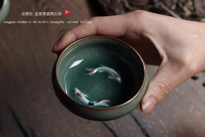 60ml Chinese Longquan Celadon Porcelain China Tea Cup Kung Fu Tea Originality