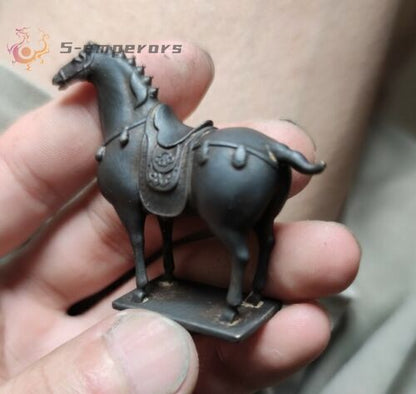 1 pcs Brass Chinese Tang Warrior Horse Statue Army Horse Figurine Decor