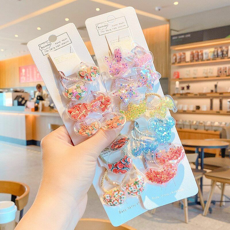 Hair Bands 10/20 Pcs/Bag Shiny Flowers Baby Scrunchies Rubber Kids Accessories