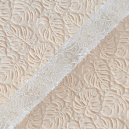 Rolling Pin Acrylic Leaves Pattern Fondant Pastry Icing Clay Dough Embossed Tool