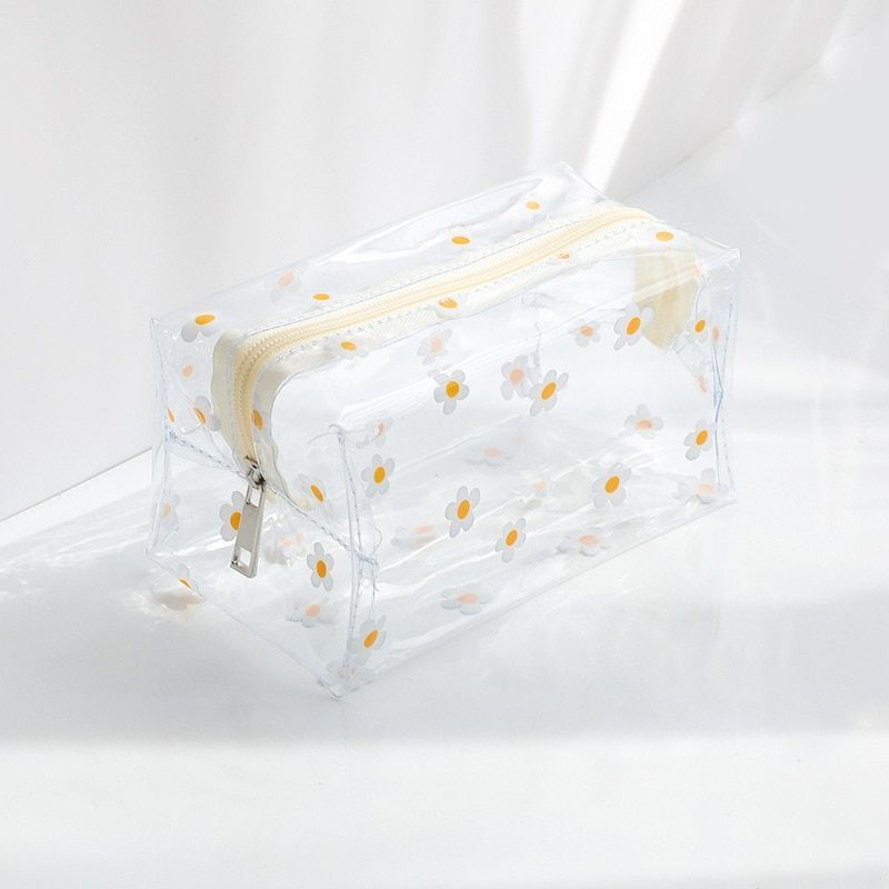 Transparent Cosmetic Bag Large Portable New Print Pencil Case Makeup Storage Bag