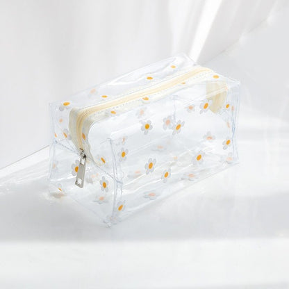 Transparent Cosmetic Bag Large Portable New Print Pencil Case Makeup Storage Bag