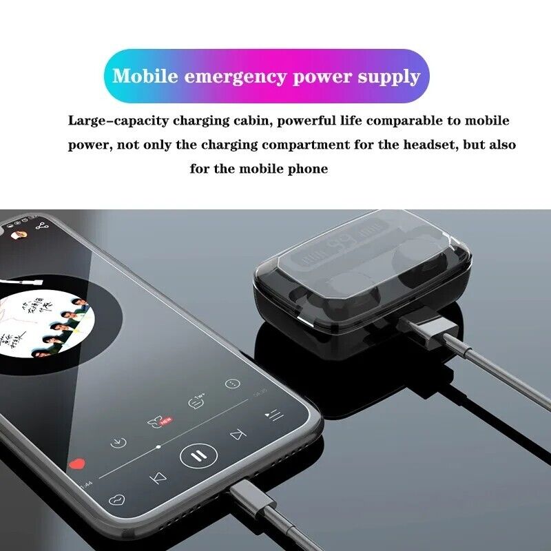 TWS Headphones Bluetooth 5.0 Wireless Earbuds CVC 8.0 Noise Reduction 8D LED