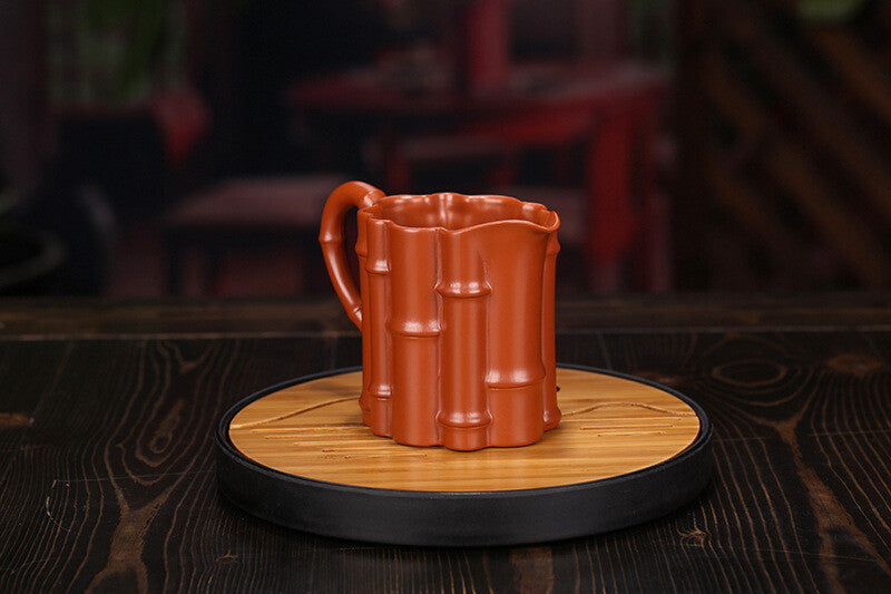 China Yixing Zisha Pottery Clovershrub Clay Handmade 300cc Bamboo Joint Teapot