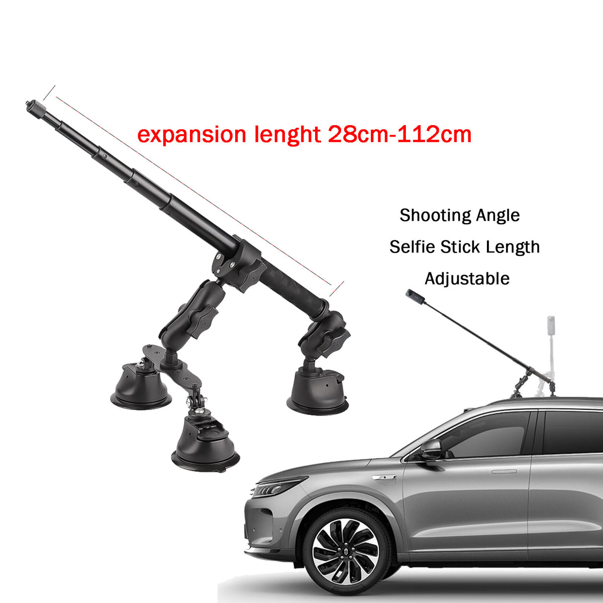 Car Suction Cup Mount Bracket+Selfie Stick For Insta360 ONE X4 X3 Camera