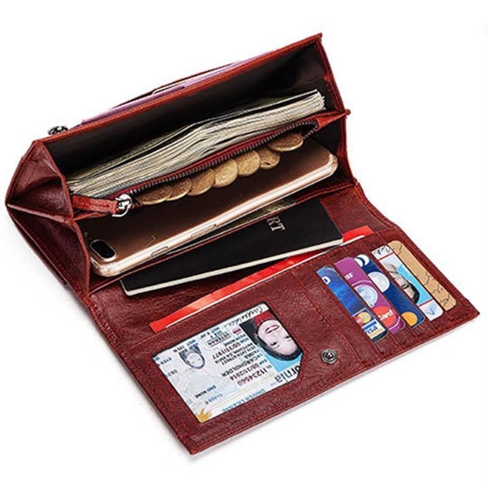 Leather Women Wallet Long Multi-Card Holder Large Mobile Phone Purse 18*3.5*9 CM
