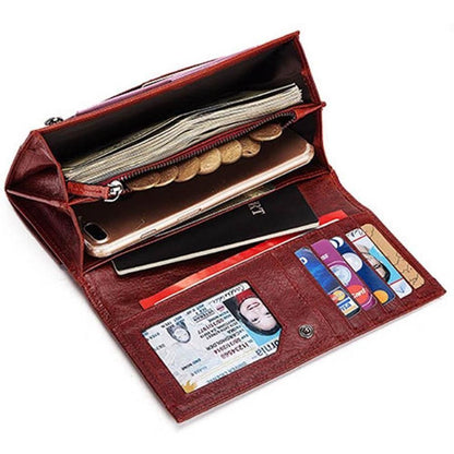 Leather Women Wallet Long Multi-Card Holder Large Mobile Phone Purse 18*3.5*9 CM