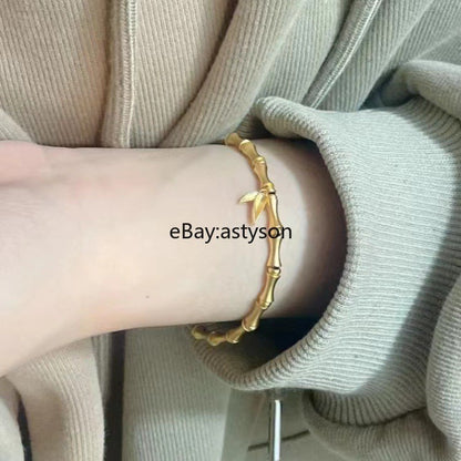 Bamboo Joint Bracelet 22K 23K 24K Gilding Yellow Gold Gp Bracelet