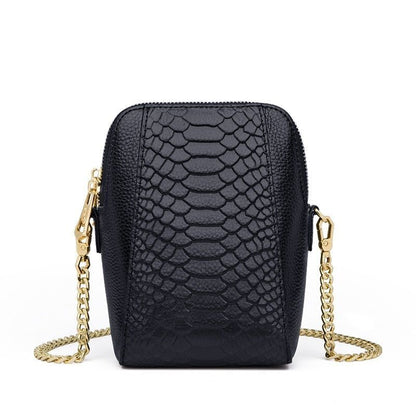 Mini Bag Genuine Leather Serpentine Pattern Bag Crossbody Purse 11*7*17CM 1Strap