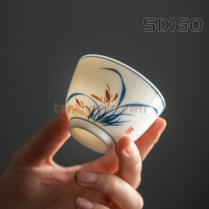 Tea Cup Tasting Cup Ceramics Mutton-fat Jade Kung Fu Little Tea Cup