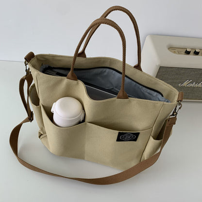 Women's Bags Cotton Canvas Shoulder Bag Crossbody Handbag Zipper Tote Pocket