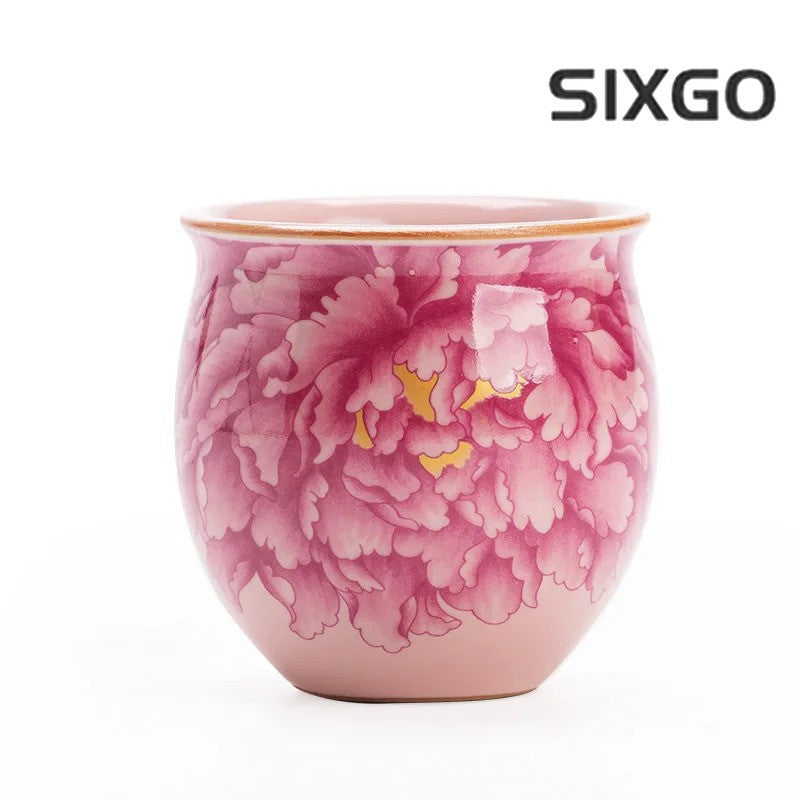 Jingdezhen Peony Powder Ru Tea Cup Kung Fu Ceramic Tea Set Tea Tasting Cup