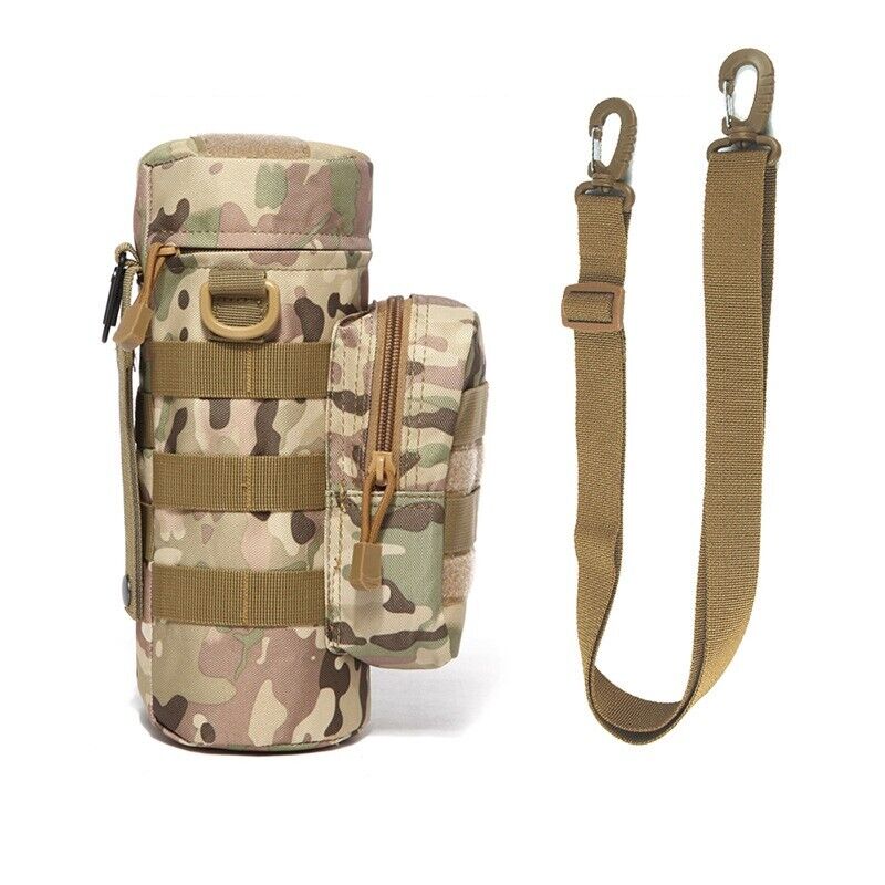 Tactical Molle Water Bottle Pouch Kettle Climbing Waist Shoulder Bag Outdoor