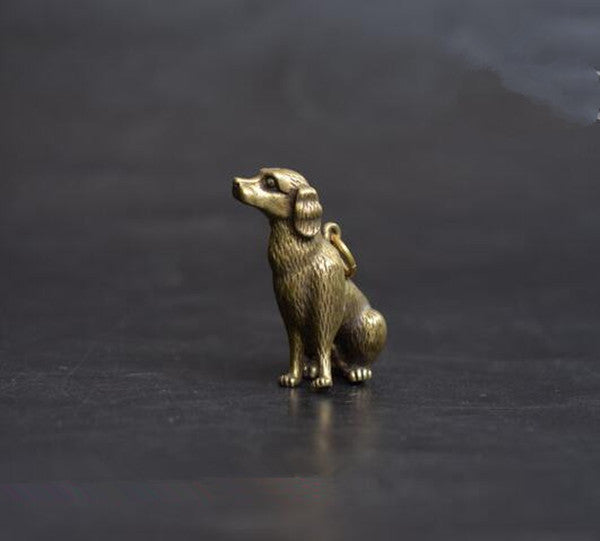 Chinese Old Collectibles pure brass Luck Zodiac dog statue pendant