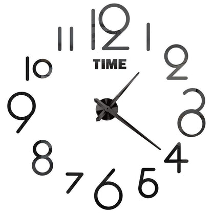 DIY Wall Clocks Acrylic Mirror Large 3D Frameless Home Living Room Decor 37-47In