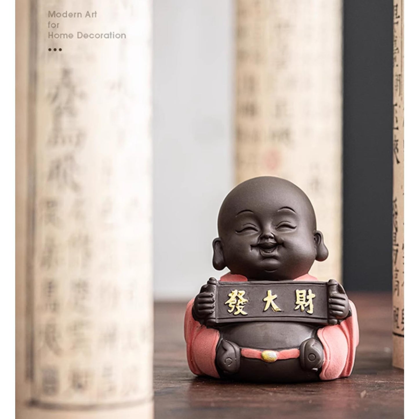 Maitreya Buddha Purple Sands Tea Pet 8.3cm Table Decoration Tea Set Accessories