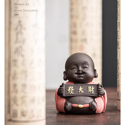 Maitreya Buddha Purple Sands Tea Pet 8.3cm Table Decoration Tea Set Accessories