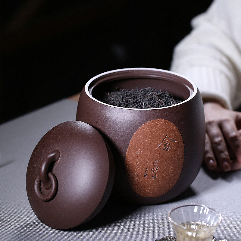 Real Yixing Zisha Purple Clay Tea Canister With Lid Sealed Jar For Loose Tea New