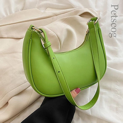 Half-moon Small Underarm Bags Clutch Synthetic Leather Handbags Shoulder Purses