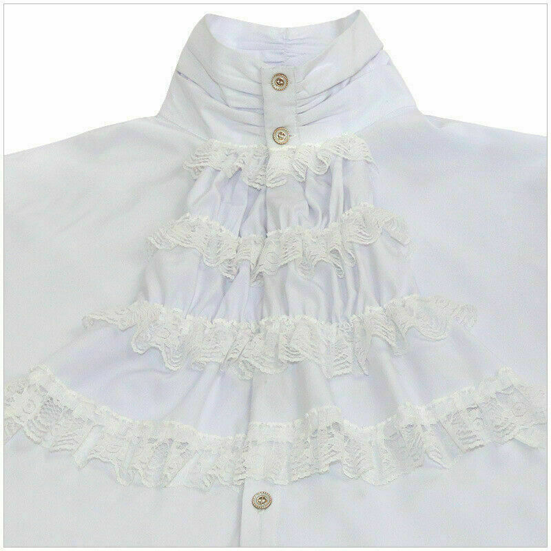 Fashion Mens Shirt Top Black/white Gothic Steampunk Victorian Regency Aristocrat