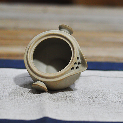 Portable Tea Set Ceramic Pottery Tea Pot With Infuser Holes Matching Tea Cup New