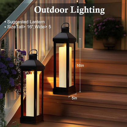 14" X 4" Large Outdoor Candles, Waterproof Flickering LED Flameless Candles with
