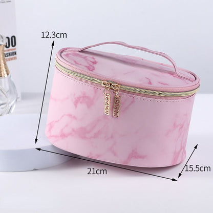 Marble Pattern Cosmetic Bag Toiletries Storage Handbag Waterproof Makeup Cases