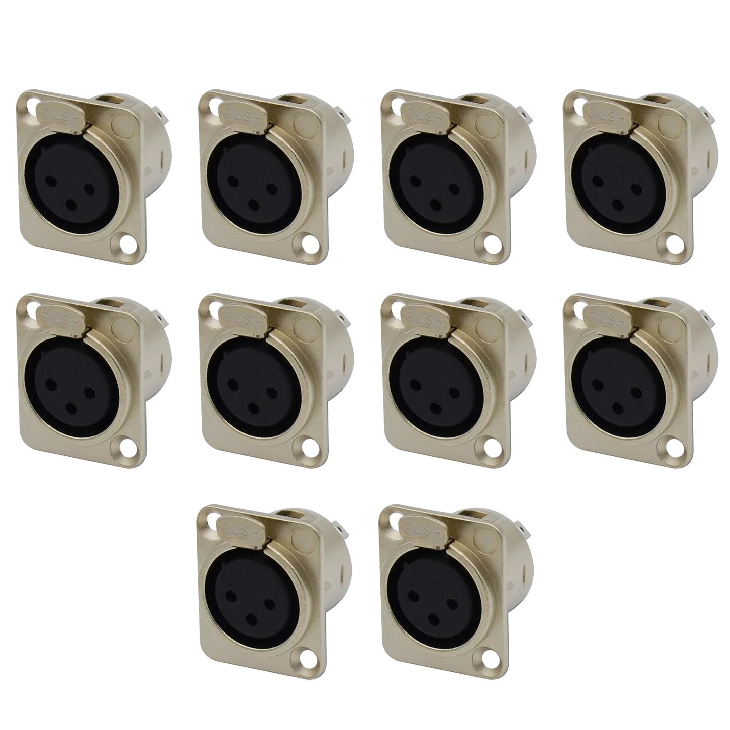 10pcs Microphone Jack Audio Connector XLR 3-Pin Durable Construction Chassis