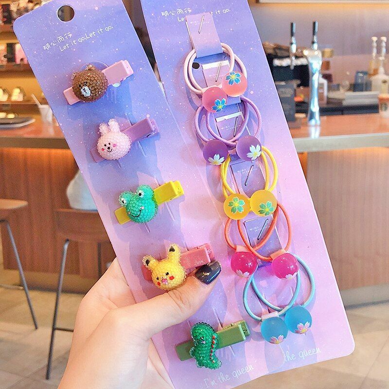 Hair Bands 10/20 Pcs/Bag Shiny Flowers Baby Scrunchies Rubber Kids Accessories