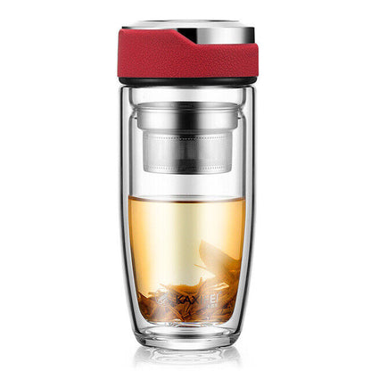 Double Layer Glass Water Bottle Transparent Bottles Stainless Steel Tea Infuser