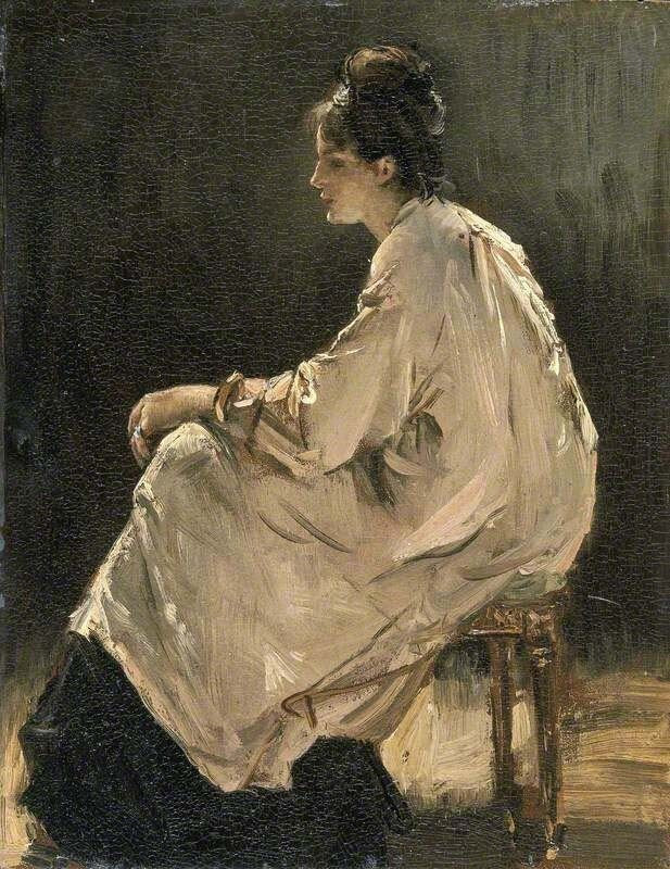 Dream-art Oil painting Seated-Girl-Alfred-George-Stevens-Oil-Painting young lady