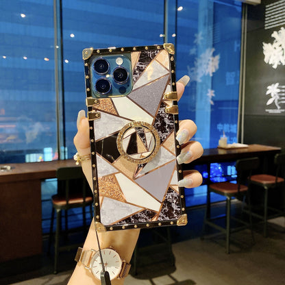 Electroplated spliced glitter soft case with crossbody strap for iPhone 17Pro/16