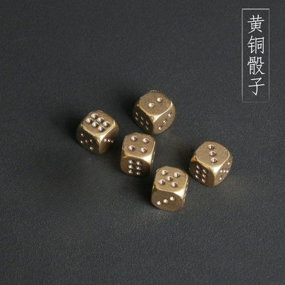 Solid Brass 11mm Dice Small Metal Gaming Cube Mini Copper Ornament 5pc