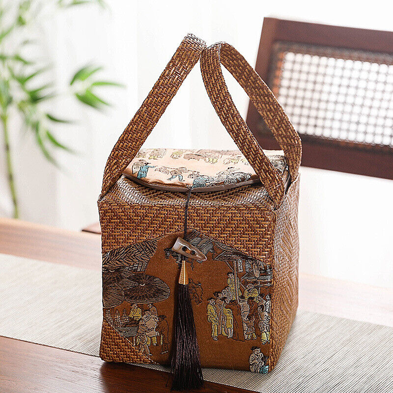 Tea Teaware Storage Bag Pouch Portable Vine Weaving Single Pot Gifts Box