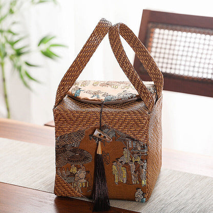 Tea Teaware Storage Bag Pouch Portable Vine Weaving Single Pot Gifts Box