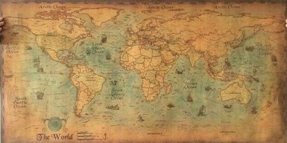 Nautical Ocean Sea world map Retro old Art Paper Painting Home Decor Sticker