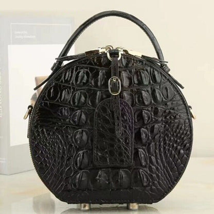 Black Alligator Crocodile Skin Handbags, New Desinger Women's Sling Shouler Bags