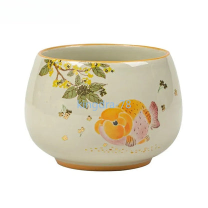 170ml Ceramic Carp Teacup Meditation Cup Handmade Tea Bowl Pu'er Master Cup