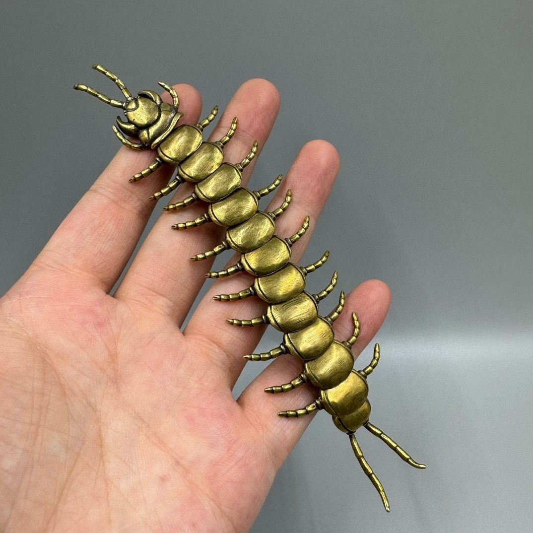 Solid Brass Articulated Centipede Figurine Tea Pet Paperweight 13.5cm