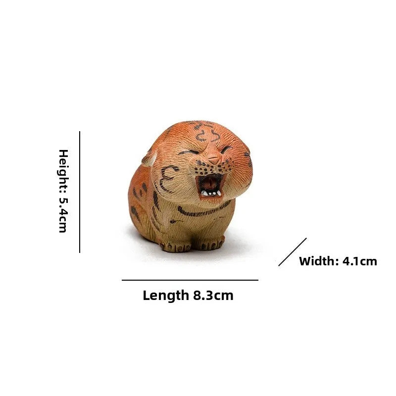 8.3cm Purple Clay Handcarved Zodiac Tiger Tea Pet Statue Auspicious Ornament